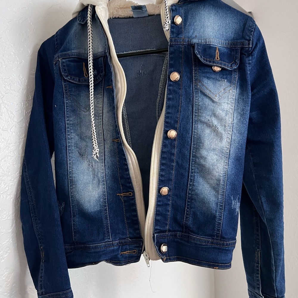 Blue Denim Jacket with Hoodie